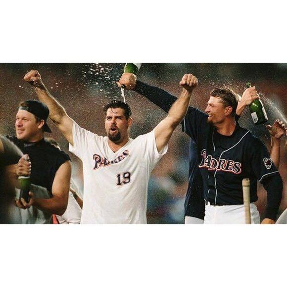 San Diego Padres 1997-1998 Russell DIAMOND jersey 44 M navy orange MLB vintage - Picture 14 of 15